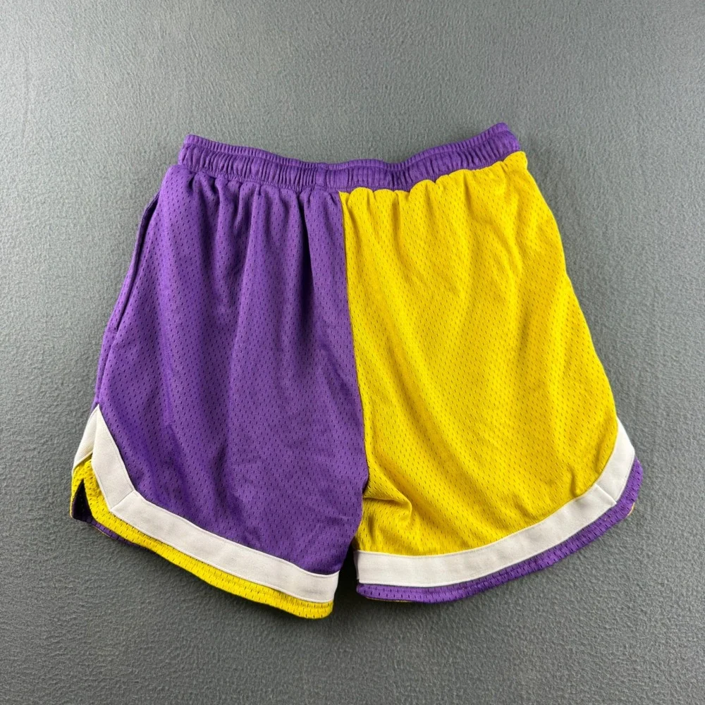 Overtime Shorts Men's S Purple Yellow Two Tone Mesh Basketball Athletic Gym